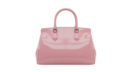 Pink designer handbag isolated on black background