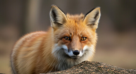 Fototapeta premium Red fox portrait with blurred background 