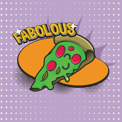 Pop Art Comic Style Pizza Slice Illustration