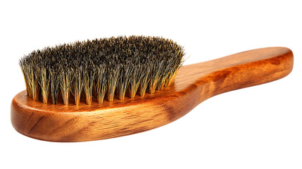 Wooden beard brush isolated on transparent background for grooming and styling hair