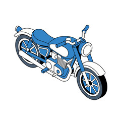 Obraz premium Isometric illustration of a blue and white motorcycle on a white background.