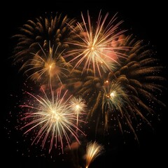 beautiful colorful firework display set for celebration happy new year and merry christmas and fireworks on black background