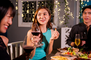 Wine glasses clinked as people celebrated the New Year and New Year's Eve parties.
