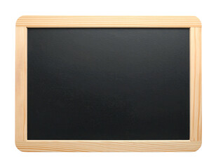 Simple rectangular chalkboard with a light wood frame. Empty space for writing or drawing