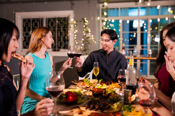 Wine glasses clinked as people celebrated the New Year and New Year's Eve parties.