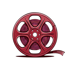 Obraz premium Crimson Film Reel Icon: Artistic Depiction of Retro Cinema, Movies, and Entertainment Industry Concepts