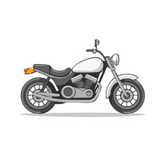 Obraz premium Illustration of a sleek, modern, white and gray custom motorcycle in side profile.