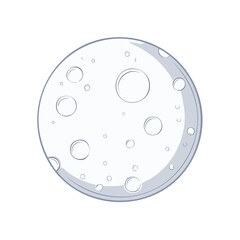 Full Moon Cartoon Illustration Lunar Surface Craters Outer Space Celestial Body