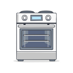 Obraz premium Modern Household Kitchen Appliance Electric Oven Range White Stove Cooker Vector Art Illustration