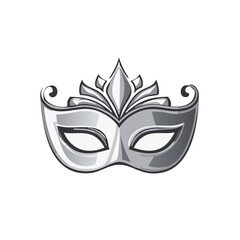 Elegant Silver Masquerade Mask Ornate Venetian Carnival Celebration Illustration