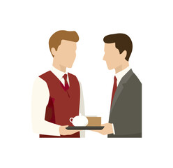 Fototapeta premium Two men in suits and uniform interacting vector illustration