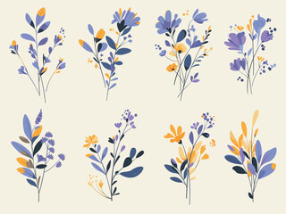 Delicate flowers set