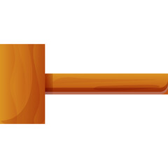 A simple illustration of a wooden gavel with a brown handle and head against a transparent...