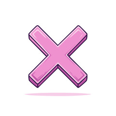 Obraz premium Pink three dimensional X mark symbol for wrong answer or close button