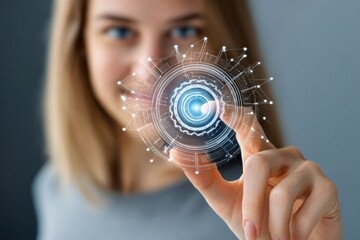 Young Girl Engaged in Innovative Mobile Interaction with Augmented Technologies for Future Design