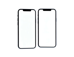 Two rectangular devices with blank white screens against a stark black background