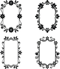 Vector art of elegant floral frames, ideal for creative projects