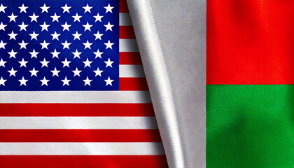 Fototapeta premium アメリカの国旗とマダガスカルの国旗(USA Flag & Madagascar flag.) 