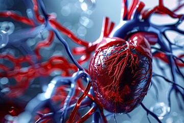 Detailed 3D medical animation still frame of human cardiovascular system anatomy