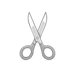 Simple gray scissors cutting tool illustration for crafting office and school supplies
