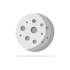 Obraz premium Stylized gray moon with craters vector illustration and subtle shadow effect