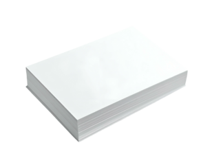 A stack of clean, blank rectangular white paper sheets, perfect for note-taking or printing
