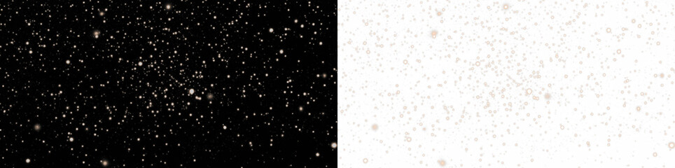 Sparkling bokeh overlay in contrasting black and white backgrounds, creating a dreamy atmosphere for design projects, enhancing visual storytelling and artistic expression