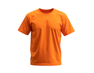 Solid orange crew neck t-shirt on black background, showcasing a classic short-sleeved top