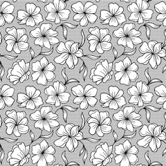 Elegant seamless black lace pattern featuring delicate floral and leaf motifs. Perfect for fabrics, wallpapers, and romantic vintage-style projects.