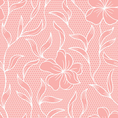 Elegant seamless white lace pattern inspired by vintage wedding style, featuring delicate floral and leaf motifs. Perfect for bridal fabrics, invitations, wallpapers, and romantic decorative projects.