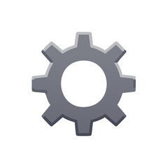 Detailed gray cogwheel icon representing a mechanical part for industry and technology concepts