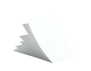 Rendered image of a crisp white stack of paper pages, slightly fanned out on a black background