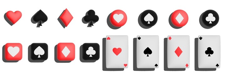 3Dトランプシンプルマーク ハート・スペード・ダイヤ・クラブ