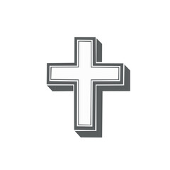 Obraz premium Stylized gray cross icon with a subtle three dimensional shadow effect