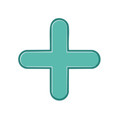Obraz premium Teal Plus Sign with Rounded Corners and White Outline Graphic Element