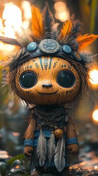 Enchanting Forest Guardian - A Whimsical Voodoo Doll Adventure in the Woods.