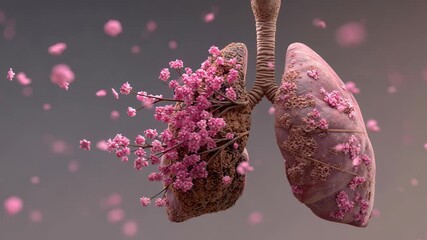 Human lungs. Lung Cancer Awareness. Lung Disease. Respiratory System Collapse. Respiratory Illness. World No Tobacco Day. Symbolizing Anti-Tobacco and Healthy Life. Human lungs caused by smoking.