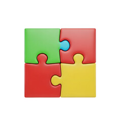 Puzzle Pieces Colorful Four Connected Isolated On Transparent Background