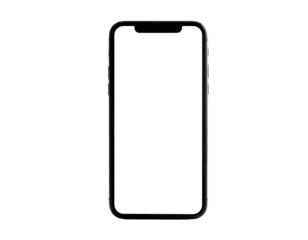 A slender, black handheld device with a rectangular screen and rounded edges