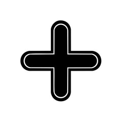 Obraz premium Rounded Cross Symbol Sign in Black and White Minimal Design Shape
