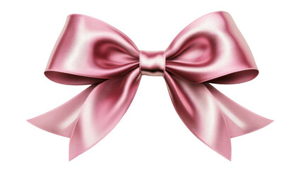 Naklejka premium Elegant pink satin bow with smooth texture, perfect for gift wrapping and decorative purposes in various settings. Isolated on transparent background. PNG, cutout