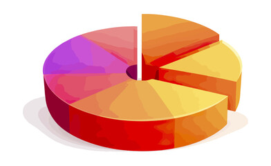 Colorful 3 d pie chart graphic for data visualization and business analysis