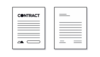 Contract documents illustration black and white design on isolated background