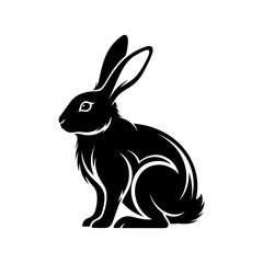 A silhouette of stylized sitting rabbit or hare tattoo.