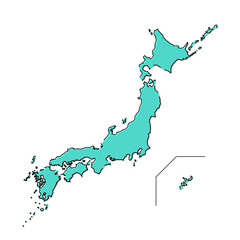 おしゃれな破線 日本地図のイラストイメージ ブルー