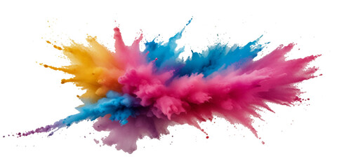 Vector abstract colorful rainbow holi paint and colorful cloud smoke powder explosion isolated on transparent wide panorama background.	