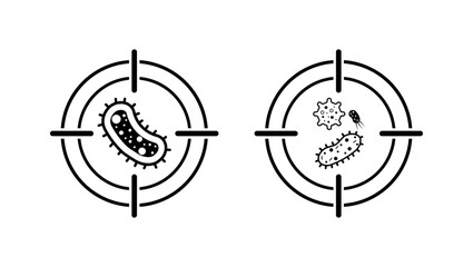 Kill Bacteria Target Graphic, Antibacterial Target Icon, Germ Elimination Symbol for Hygiene and Disinfection
