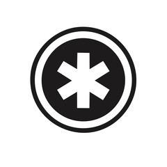 Obraz premium Emergency Medical Symbol Icon Graphic Black and White Circle Shape Represents Healthcare and Rescue Services