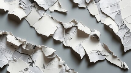 Set of ripped paper edges isolated with clipping path on background. Jagged torn paper textures create raw, artistic style
