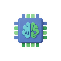 Fototapeta premium Blue and green A I brain chip icon on black background icon 2025-2026 transparent isolated on white background png 4k full hd download